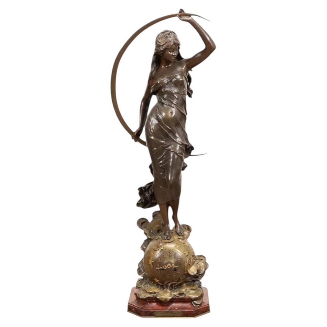 Greek Revival Bronze Mantel Clock Depicting Selene After Auguste Moreau (1 of 11)