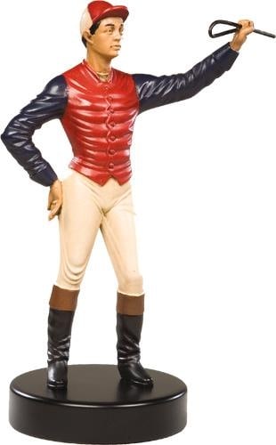 Colorful Hand-Cast Resin Large Standing Jockey Sculpture (1 of 1)