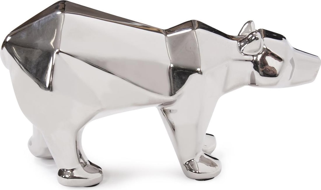 Howard Elliott Silver Polar Bear Ceramic Collectible 4.75H 8W 3D (1 of 3)