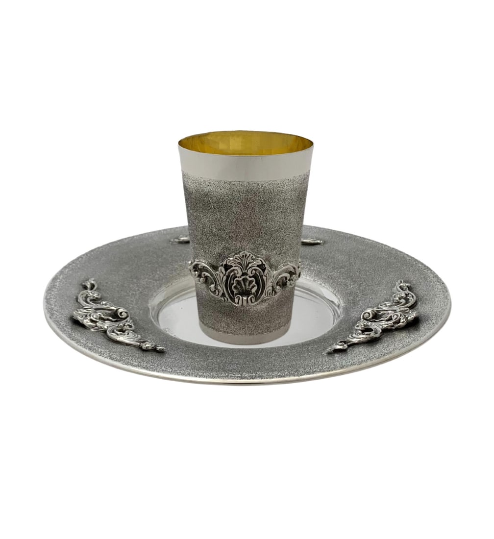 Handmade 925 Sterling Silver Cup Tray Shell Applique Ornate Design (1 of 4)