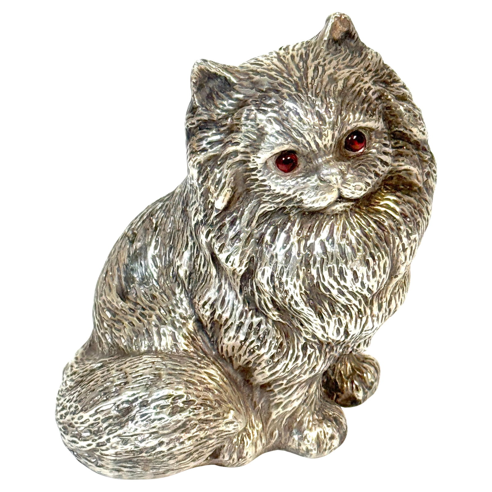 Soviet Era Russian Silver Persian Cat Sculpture 88 Zolotnik Marked SW (1 of 14)