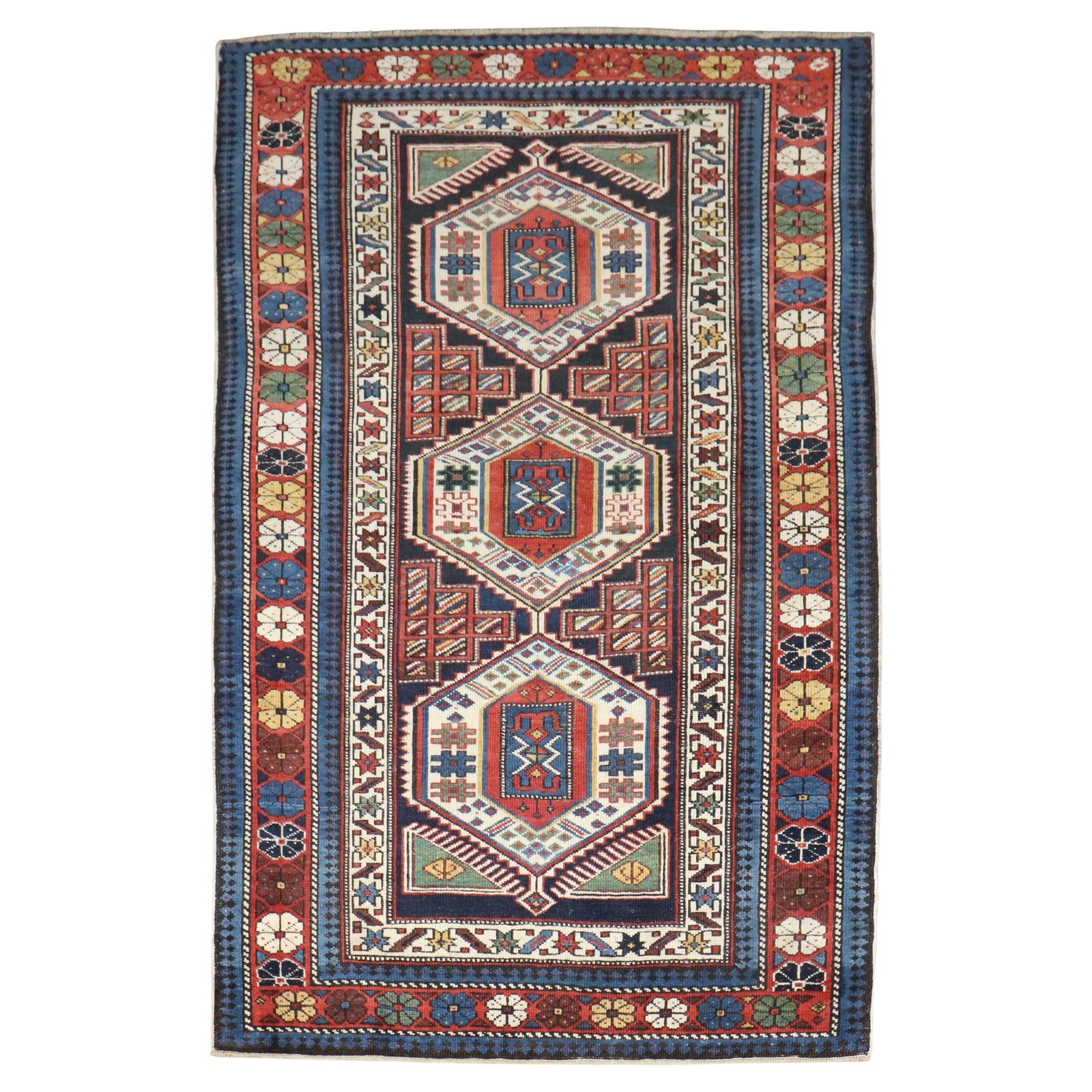 19th Century Kazak Shirvan Hand-Knotted Wool Rug 45 x 65 (1 of 7)