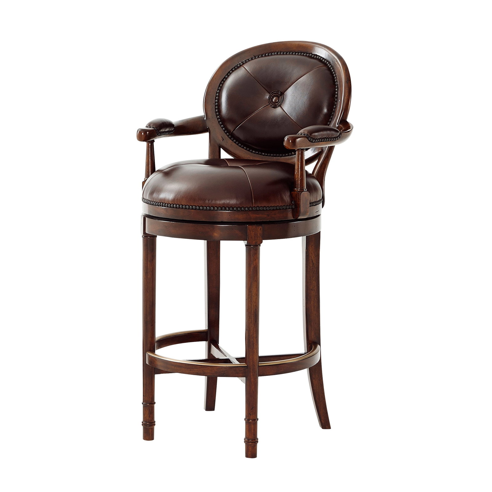 Theodore Alexander 19th Century Italian Barolo Swivel Barstool: Theodore Alexander 19th Century Italian Barolo Swivel Barstool Introducing the 19th Century Italian Barolo Stool, a beautifully crafted piece that embodies the charm of antique design while being bran