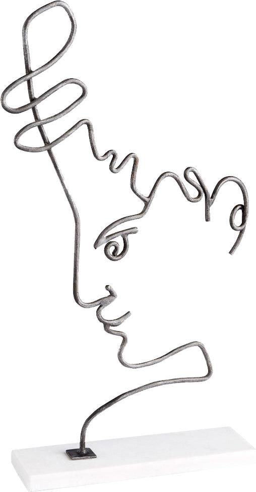 Viso Collection Abstract Iron Sculpture 21.50in Raw Iron Brass Granite (1 of 2)