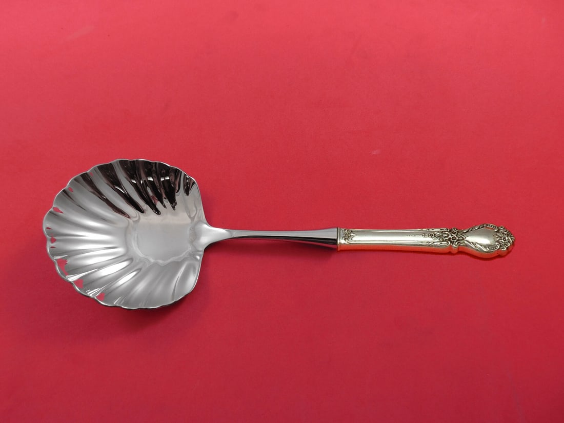 Custom Made Brocade Sterling Silver Berry Spoon by International 10 3/8 Shell Bowl (1 of 3)