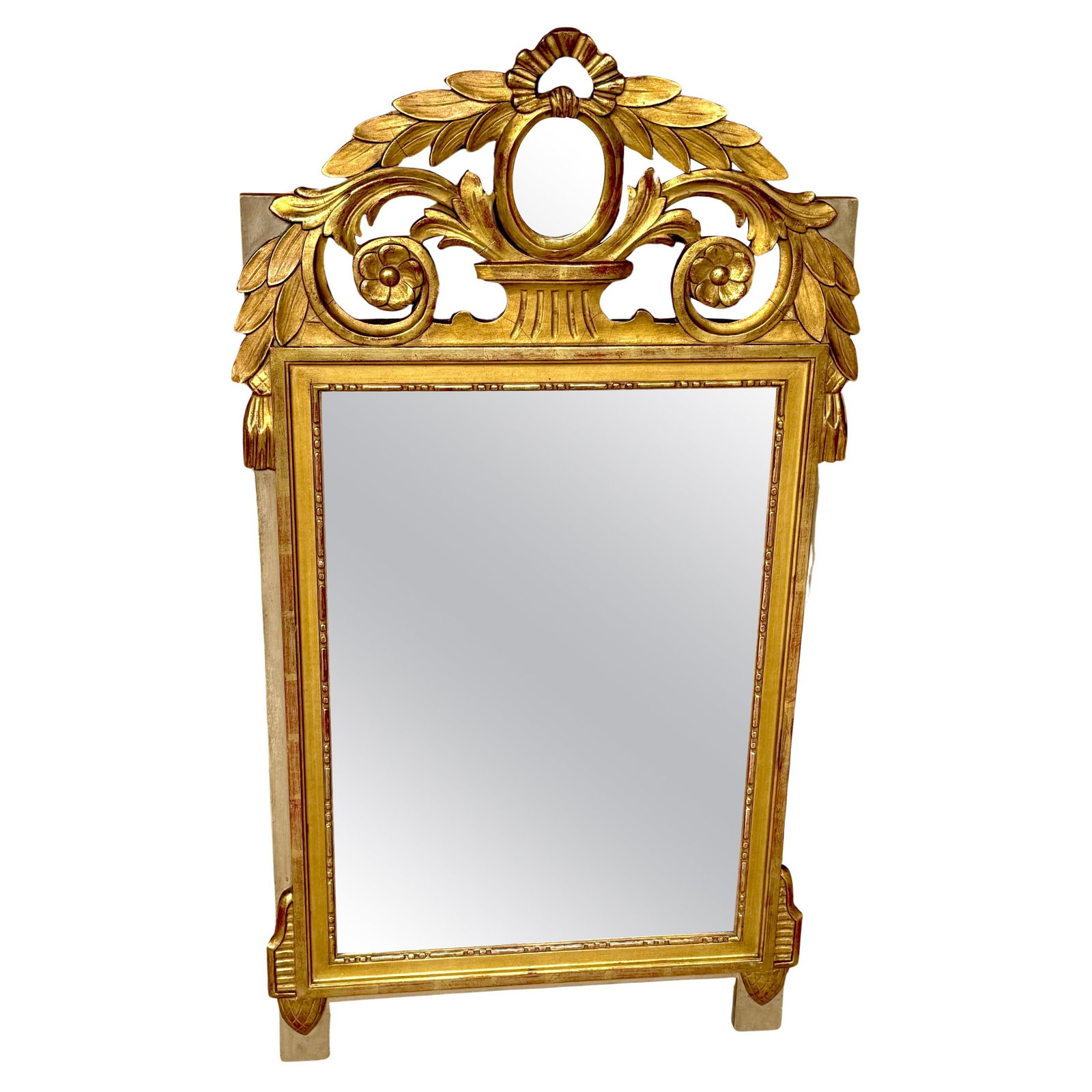 19th Century Swedish Gustavian Gilt Polychromed Neoclassical Mirror 48x25 (1 of 12)