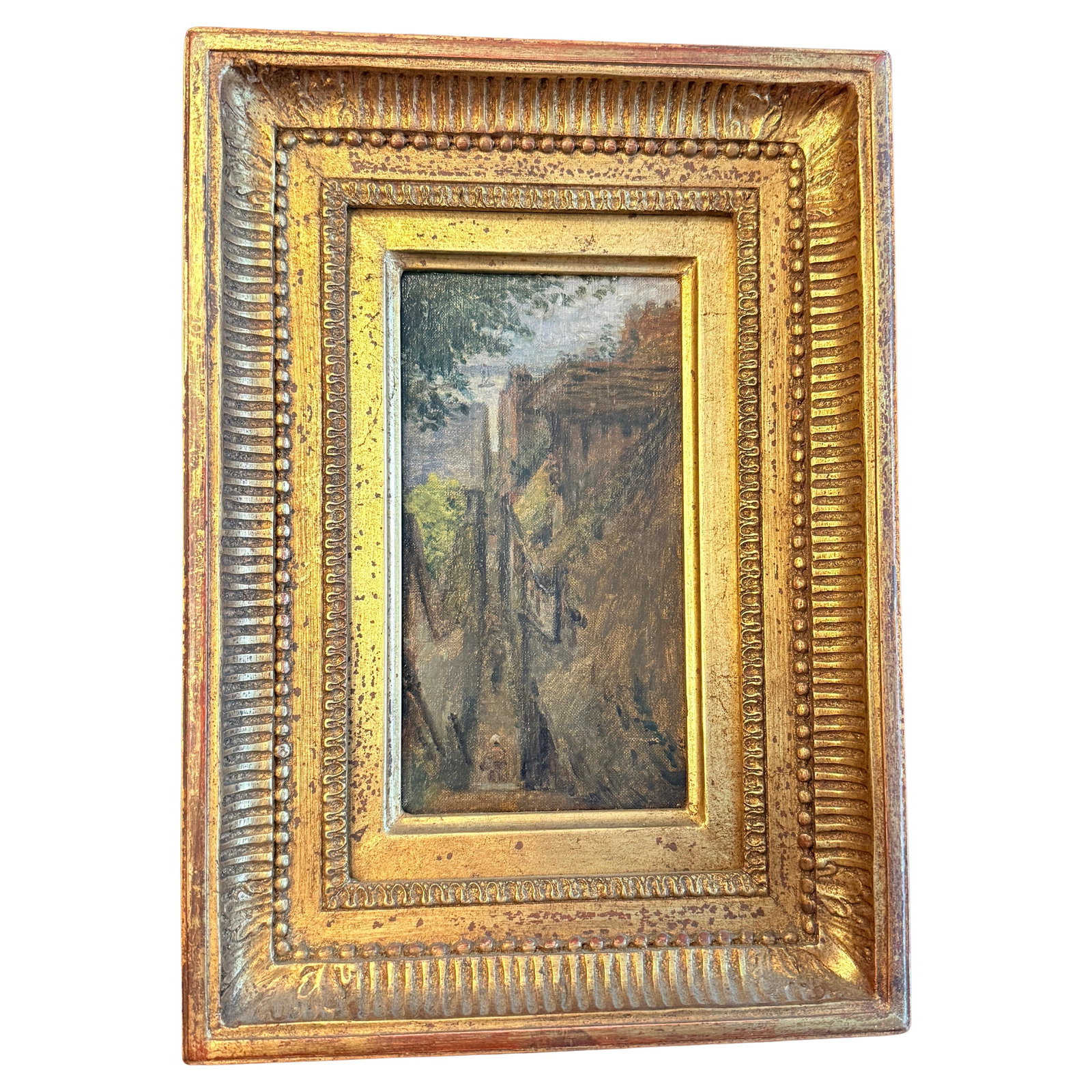 Adolphe-Felix Cals Oil Painting Une rue a Honfleur 19th Century Giltwood Frame (1 of 12)