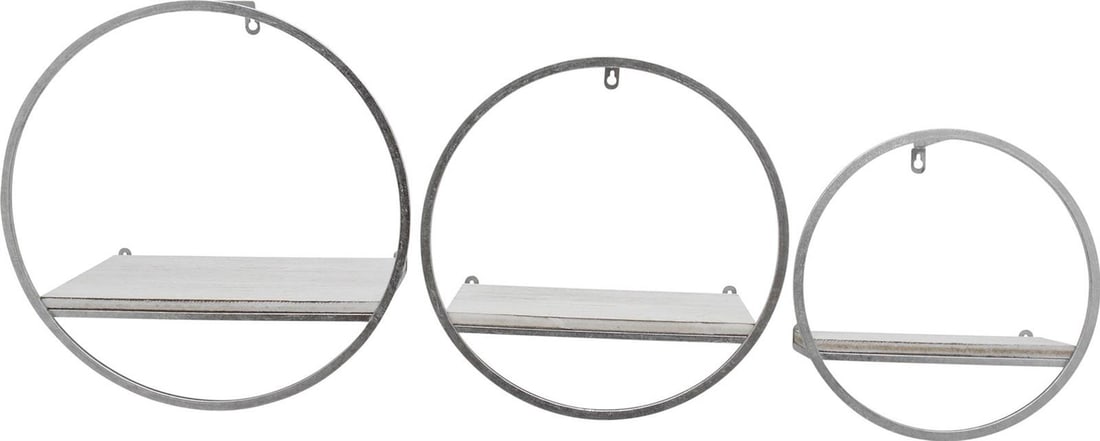 Sagebrook Modern Circular Wall Shelves Set of Three Silver Finish (1 of 1)