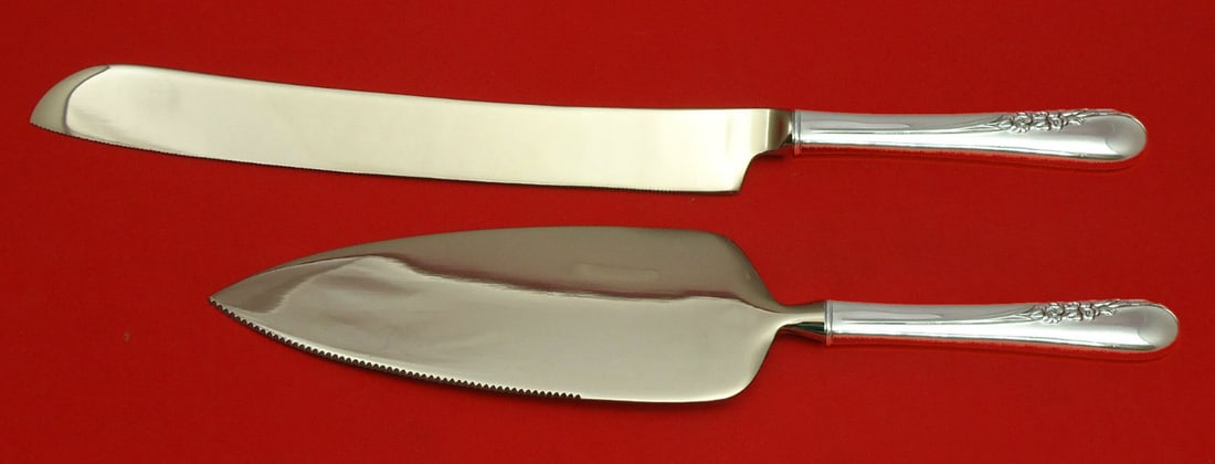 International Sterling Silver Blossom Time Wedding Cake Set 2pc (1 of 1)