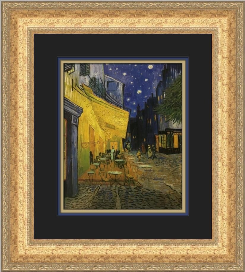 Vincent Van Gogh Cafe Terrace at Night Custom Framed Print 19x17 (1 of 2)