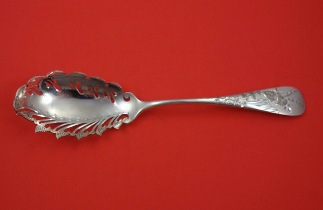 Knowles Sterling Silver Macaroni Server Brite-Cut 9.25 Inch Monogrammed (1 of 2)