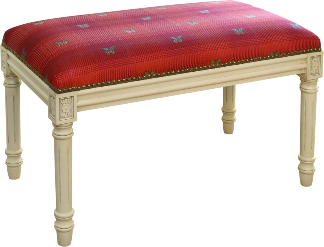 Antique Style White Butterfly Bench Elegant Carved Design (1 of 2)