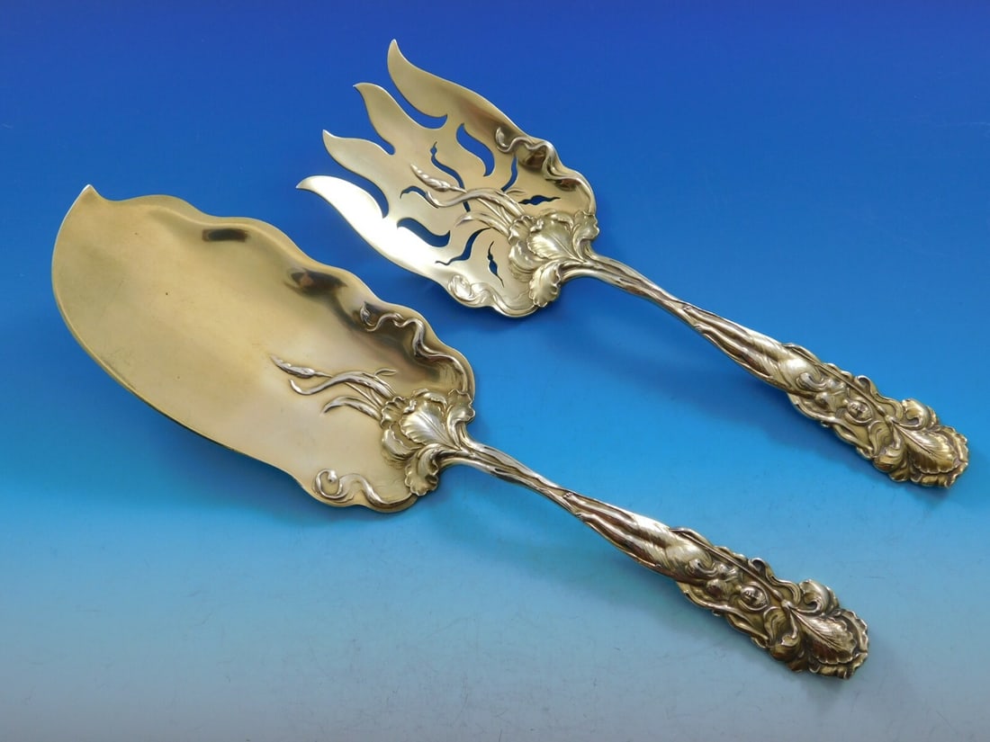 Alvin Raphael Sterling Silver Fish Serving Set Vermeil 11 3/8 Art Nouveau (1 of 6)
