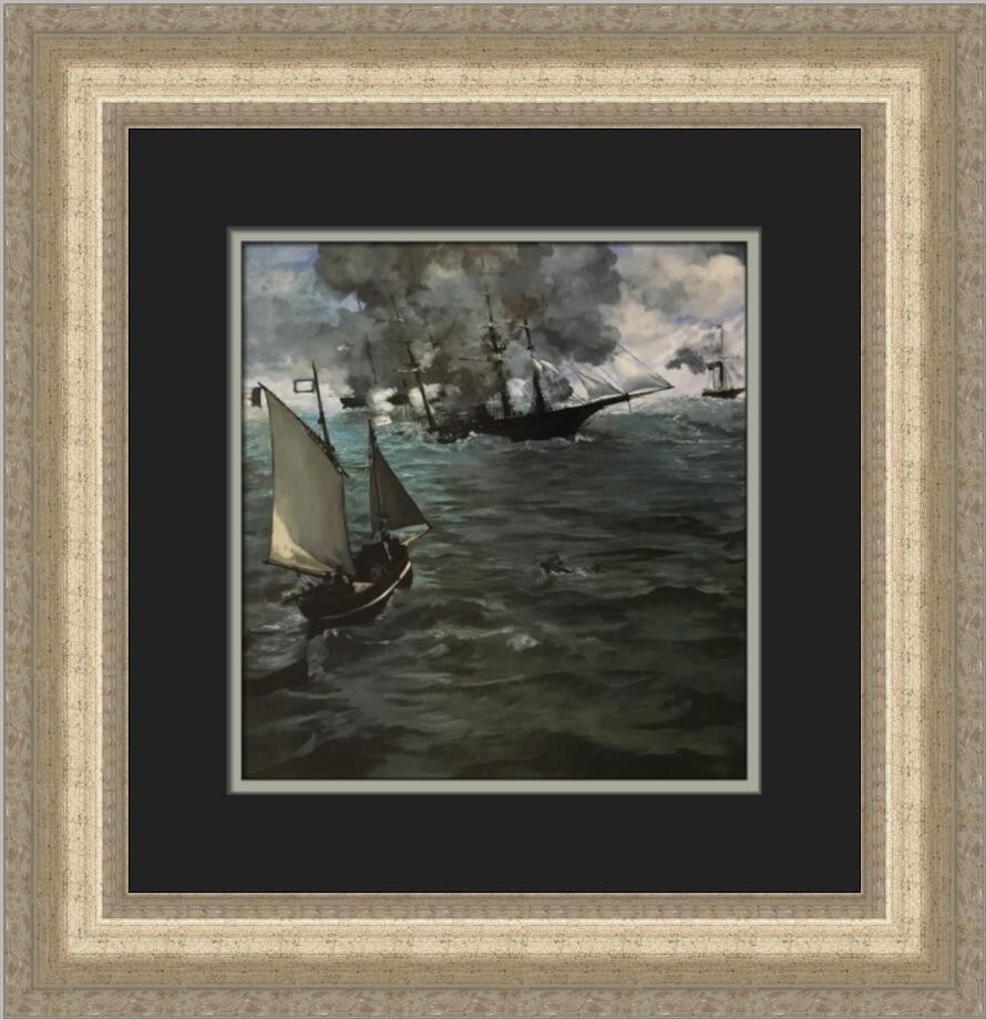 Edouard Manet The Battle of the Kearsage vs The Alabama Custom Framed Print 18x18 (1 of 2)