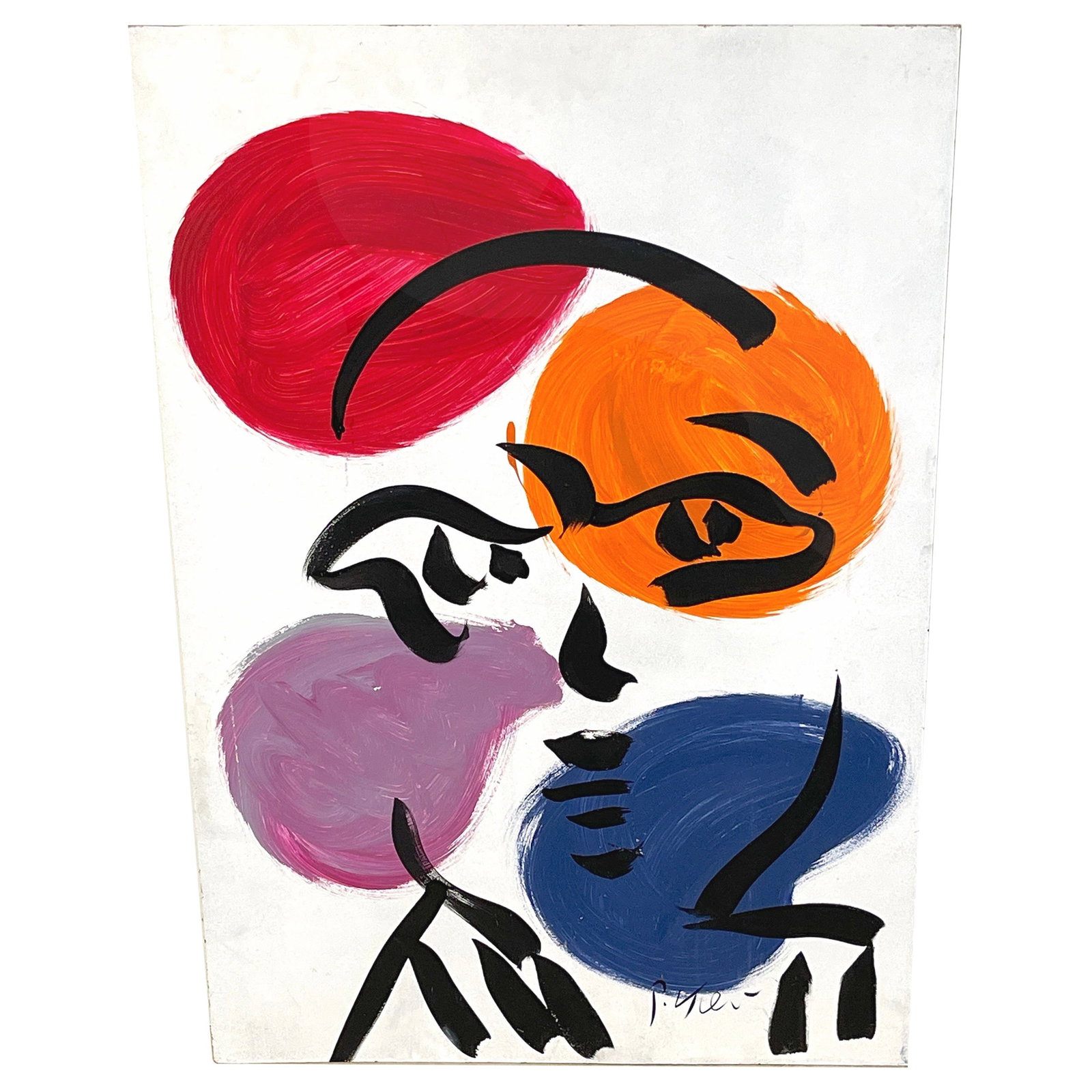 Peter Keil Untitled Portrait II Oil on Board 1970s Modern Art (1 of 7)