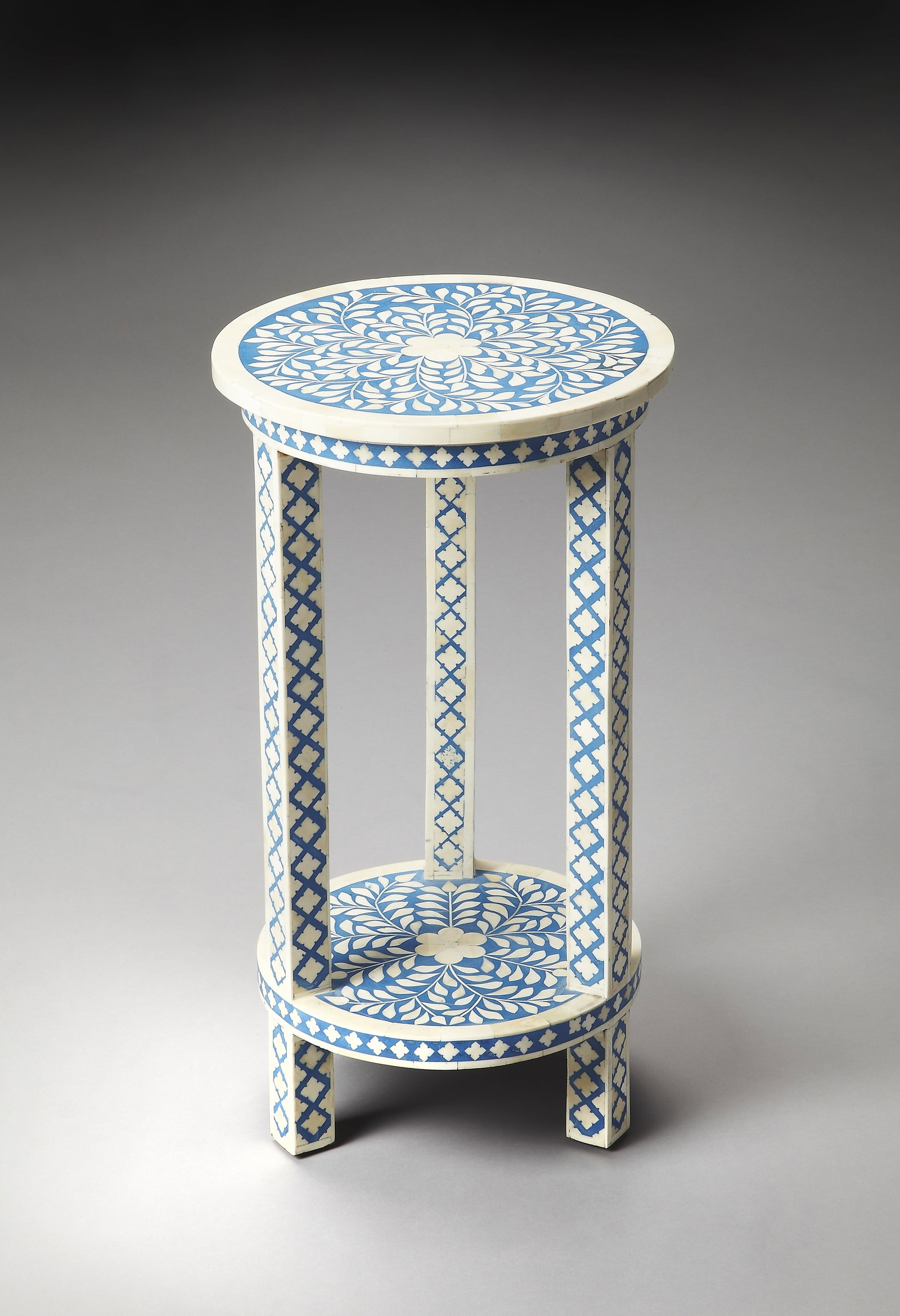 Butler Moroccan Round Blue Bone Inlay Side Table (1 of 2)