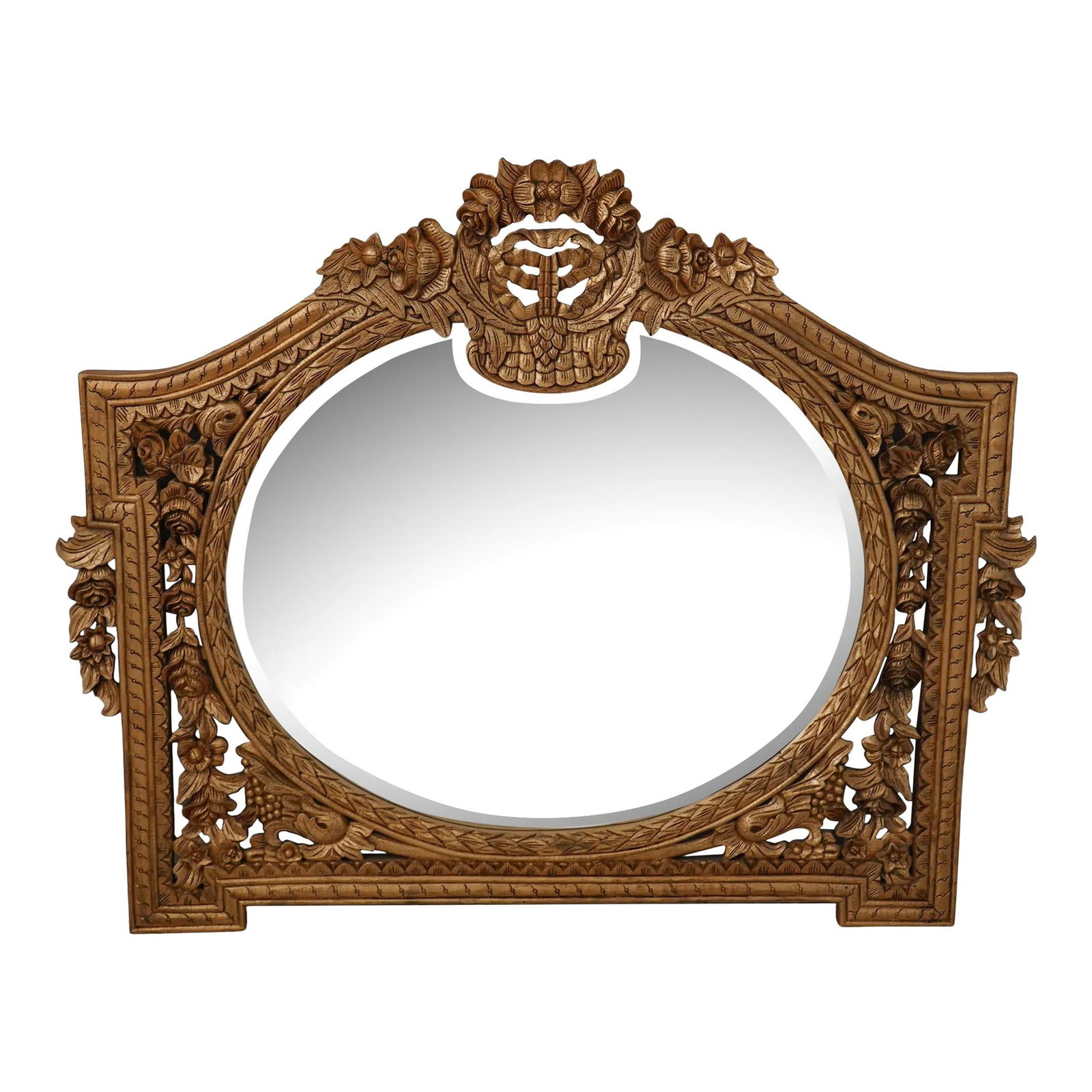 John Richard Ornate Gold Finish Beveled Mirror 56 x 45: John Richard Ornate Gold Finish Beveled Mirror 56 x 45 Enhance your living space with this stunning John Richard Ornate Carved Gold Finish Mirror. This exquisite decorative piece features a beautifull
