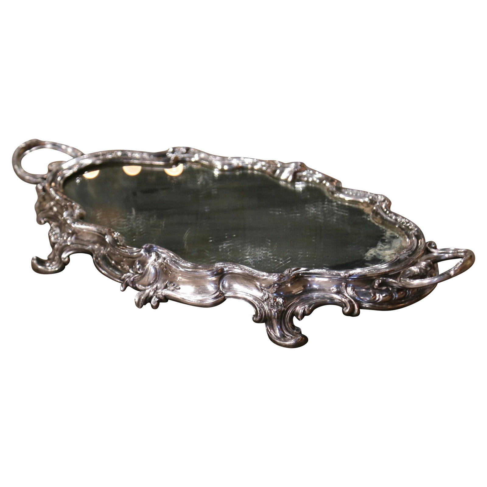 19th Century Louis XV Silverplated Bronze Mirrored Plateau Surtout de Table (1 of 11)