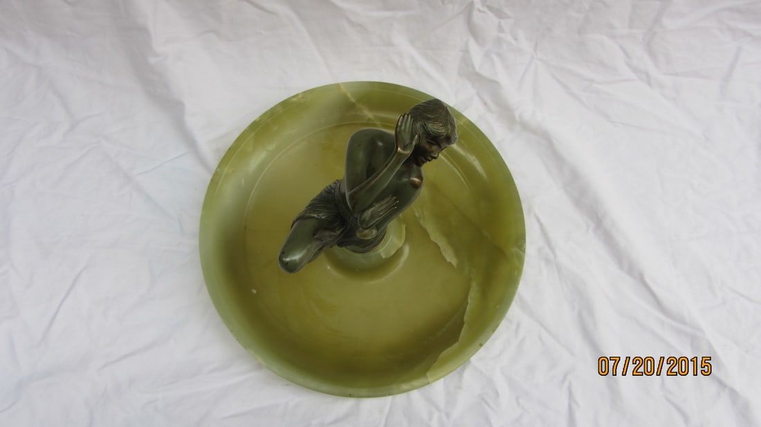 Art Deco Bronze Dancer Centerpiece on Onyx Signed O Hafenrichter - 4