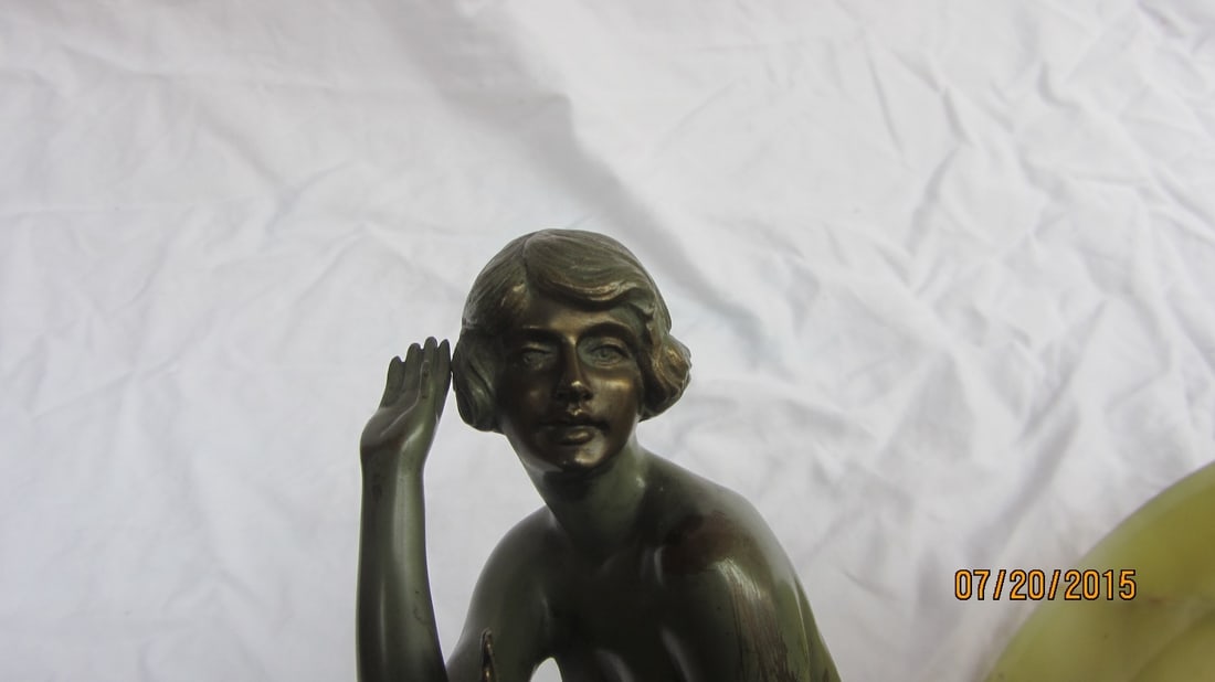 Art Deco Bronze Dancer Centerpiece on Onyx Signed O Hafenrichter - 7