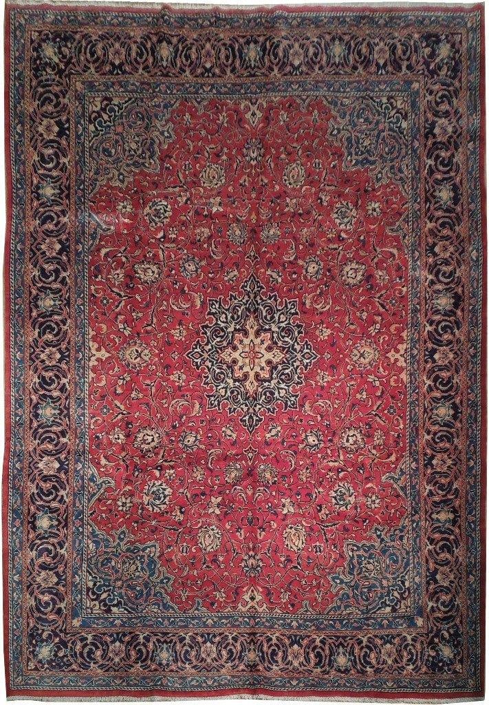 9.8 x 13.8 Red Blue Handmade Persian Rug Wool Silk: 9.8 x 13.8 Red Blue Handmade Persian Rug Wool Silk Free continental US Shipping Elevate your space with the exquisite 9.8 x 13.8 Red Blue Classic Persian Rug, a stunning blend of traditional craftsman