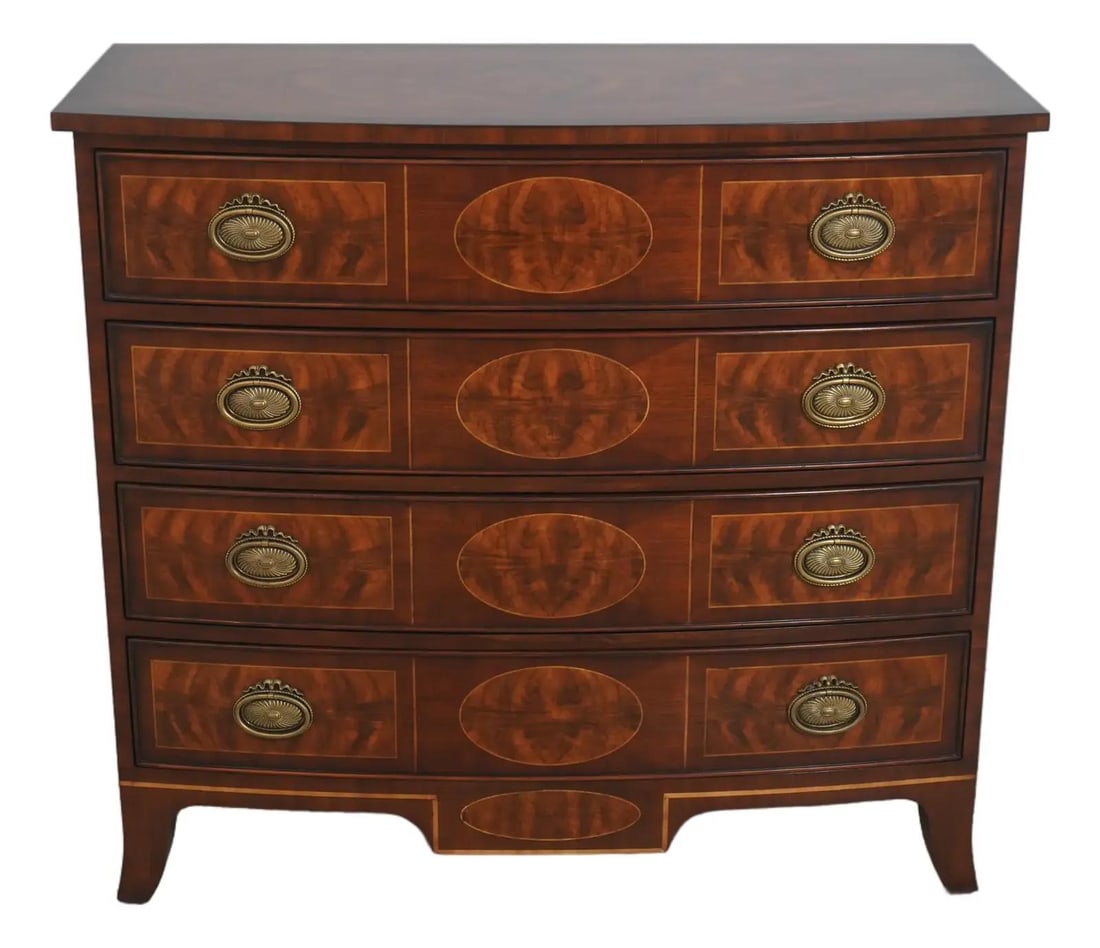 Federal Style Mahogany Bow Front Chest with Inlay by Theodore Alexander (1 of 10)