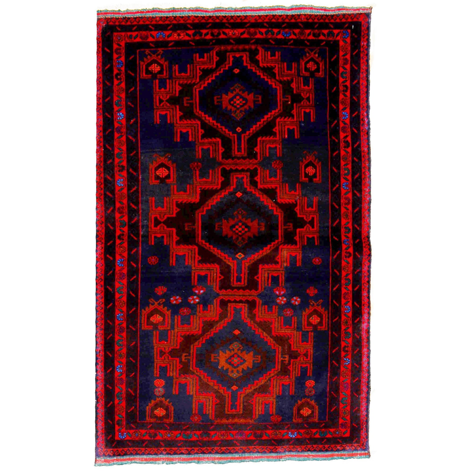3' x 5' Royal Blue Tribal Wool Rug Handcrafted in Pakistan: 3' x 5' Royal Blue Tribal Wool Rug Handcrafted in Pakistan Free continental US Shipping Transform your living space with this exquisite 3' x 5' Royal Blue Quality Tribal Baluch Rug, handcrafted by ski