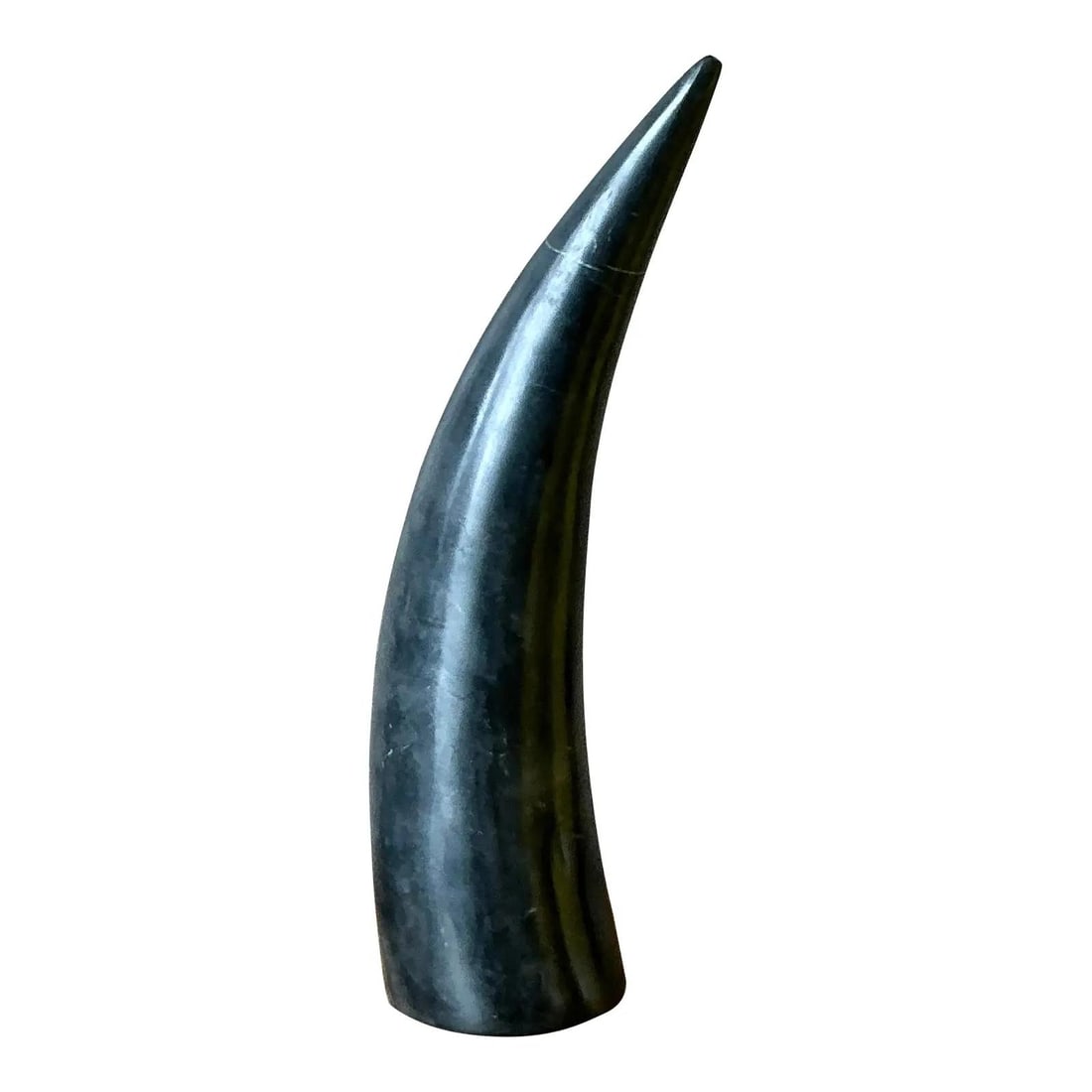 Polished Black Stone Tusk Sculpture Vintage Boho Decor Accent (1 of 9)