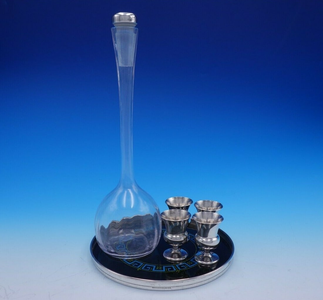 Gorham Sterling Silver 6-Piece Cordial Set with Bottle and Cups (1 of 7)