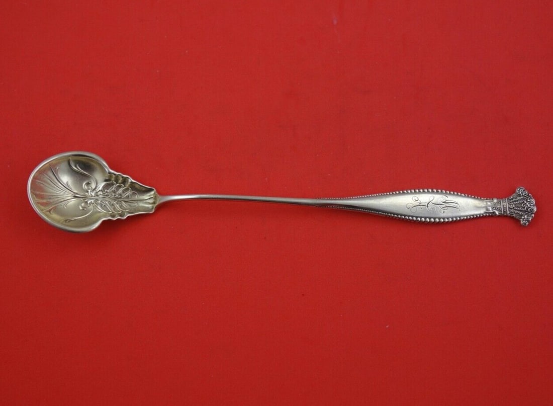 Shiebler Sandringham Sterling Silver Serving Spoon Gold Wash 8.5" (1 of 2)