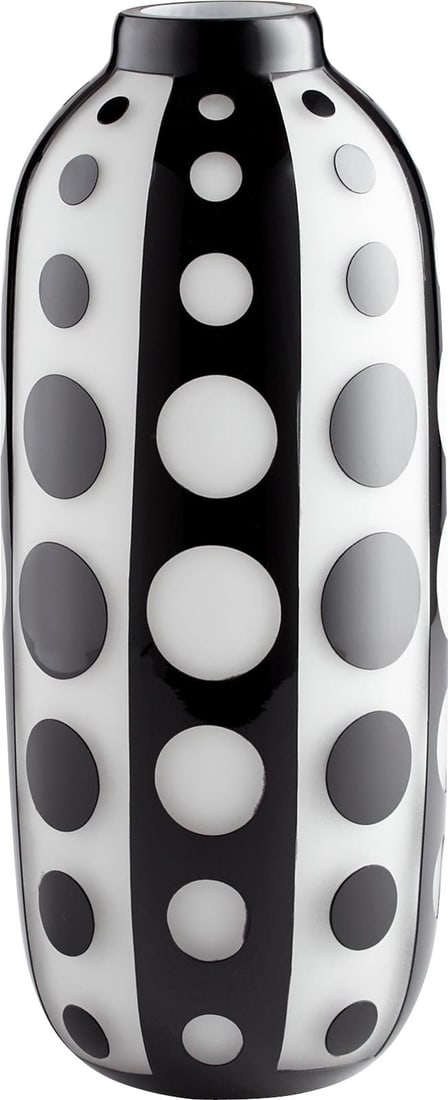 Cyan Petroglyph Scandinavian Glass Vase Black White Polka Dots 15.75H (1 of 3)