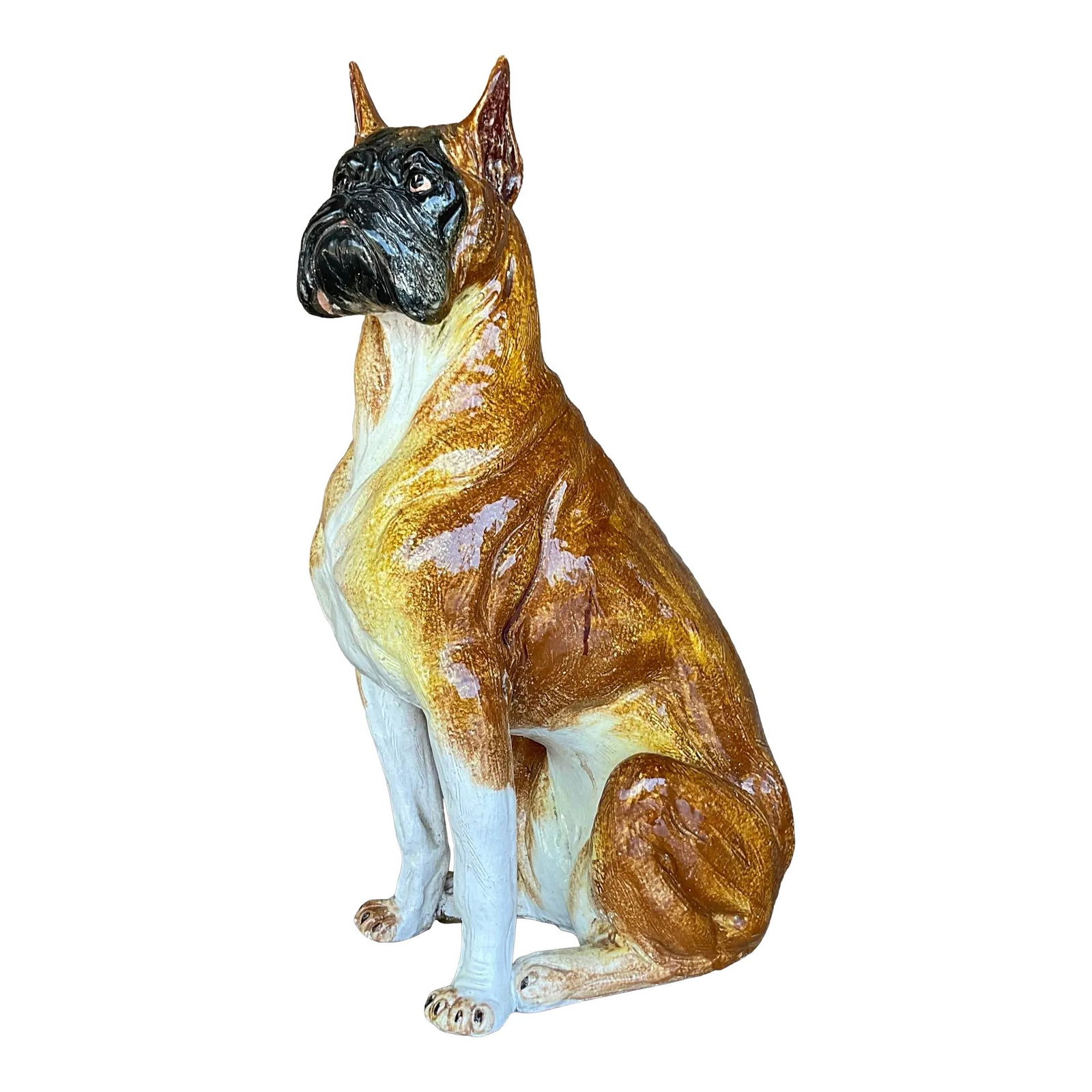 Vintage Italian Terra Cotta Hand-Painted Boxer Figurine (1 of 2)