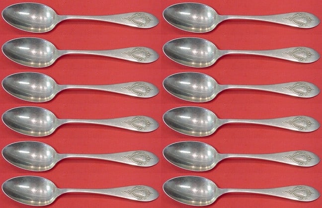 Lunt Mount Vernon Sterling Silver Teaspoon Set of 12 5 3/4" (1 of 4)