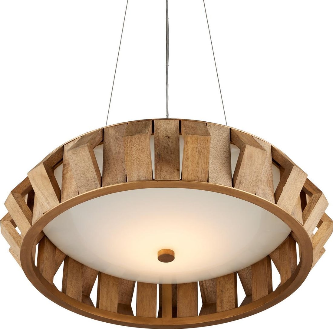 Currey Plunge LED Bowl Chandelier Brass Finish Adjustable Height (1 of 8)