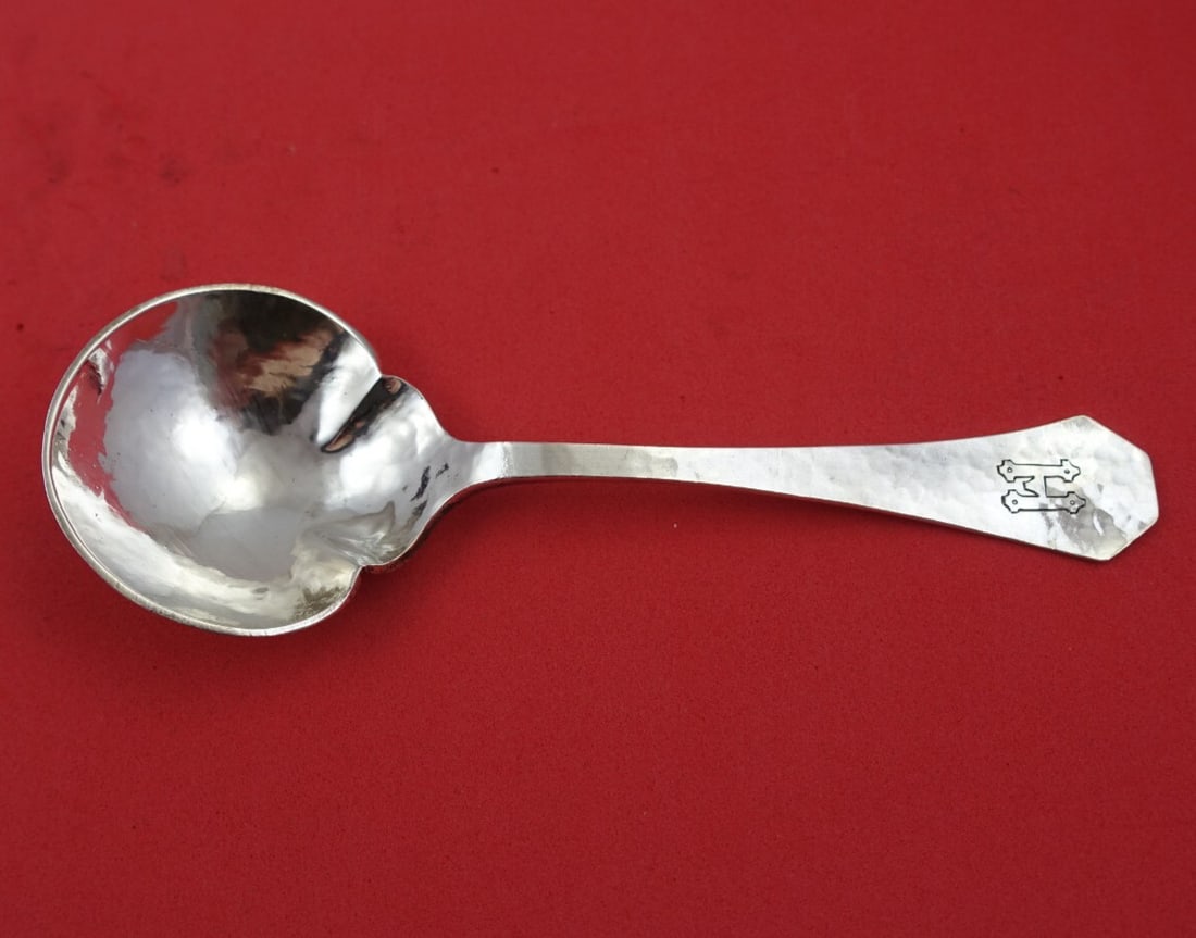 Arts and Crafts Sterling Silver Hand Hammered Sauce Ladle 5.75" Monogrammed (1 of 3)