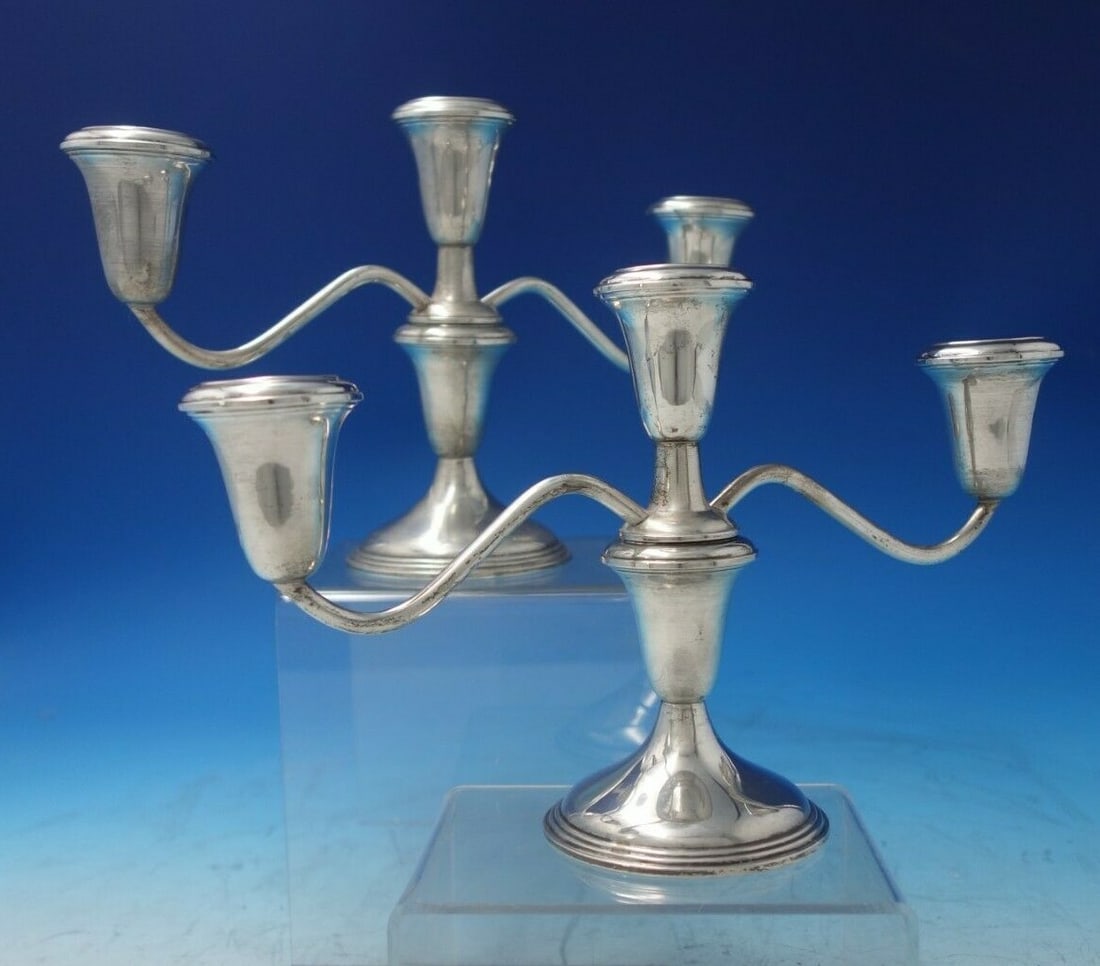 Reed and Barton Pointed Antique Sterling Silver Candelabra Pair (1 of 12)