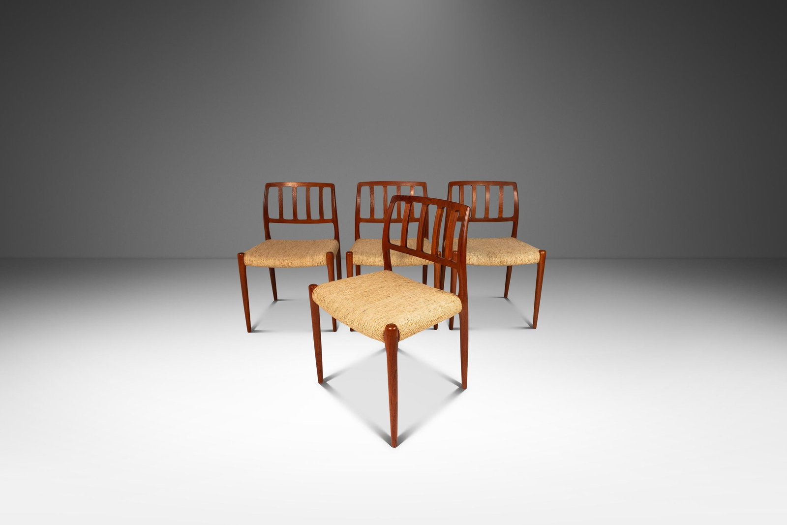Set of 4 Niels Otto Moller Model 83 Teak Dining Chairs Denmark 1970s Original Fabric (1 of 10)