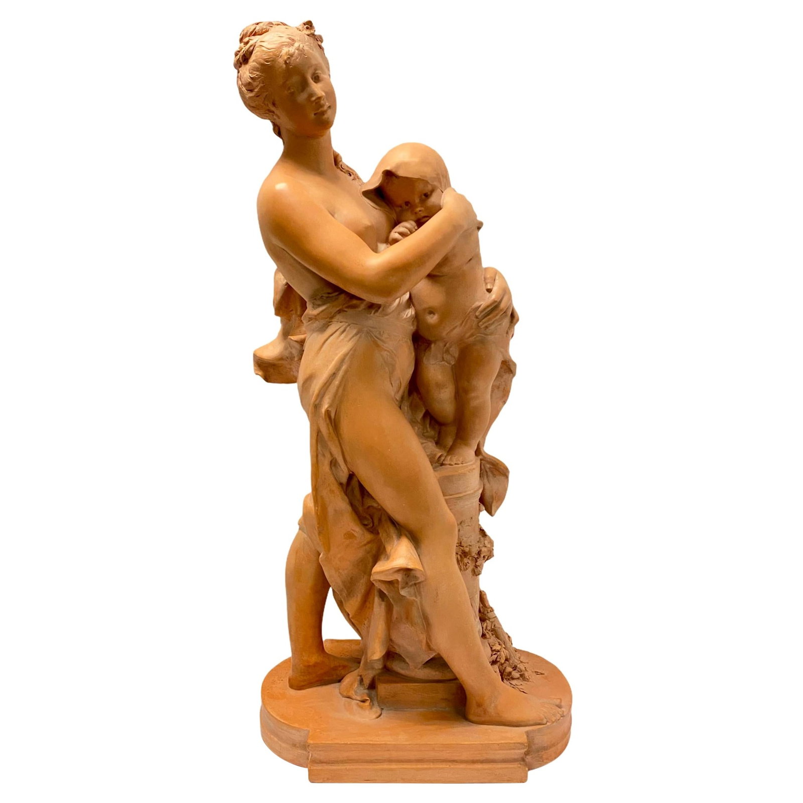 Neoclassical French Terracotta Mother and Child Sculpture Signed Rougelet (1 of 13)