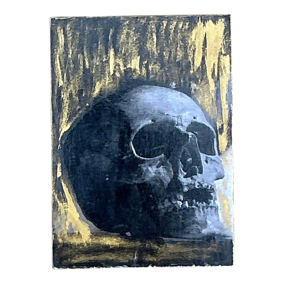 Original Abstract Skull Art on Board with Bohemian Gold Accents (1 of 6)