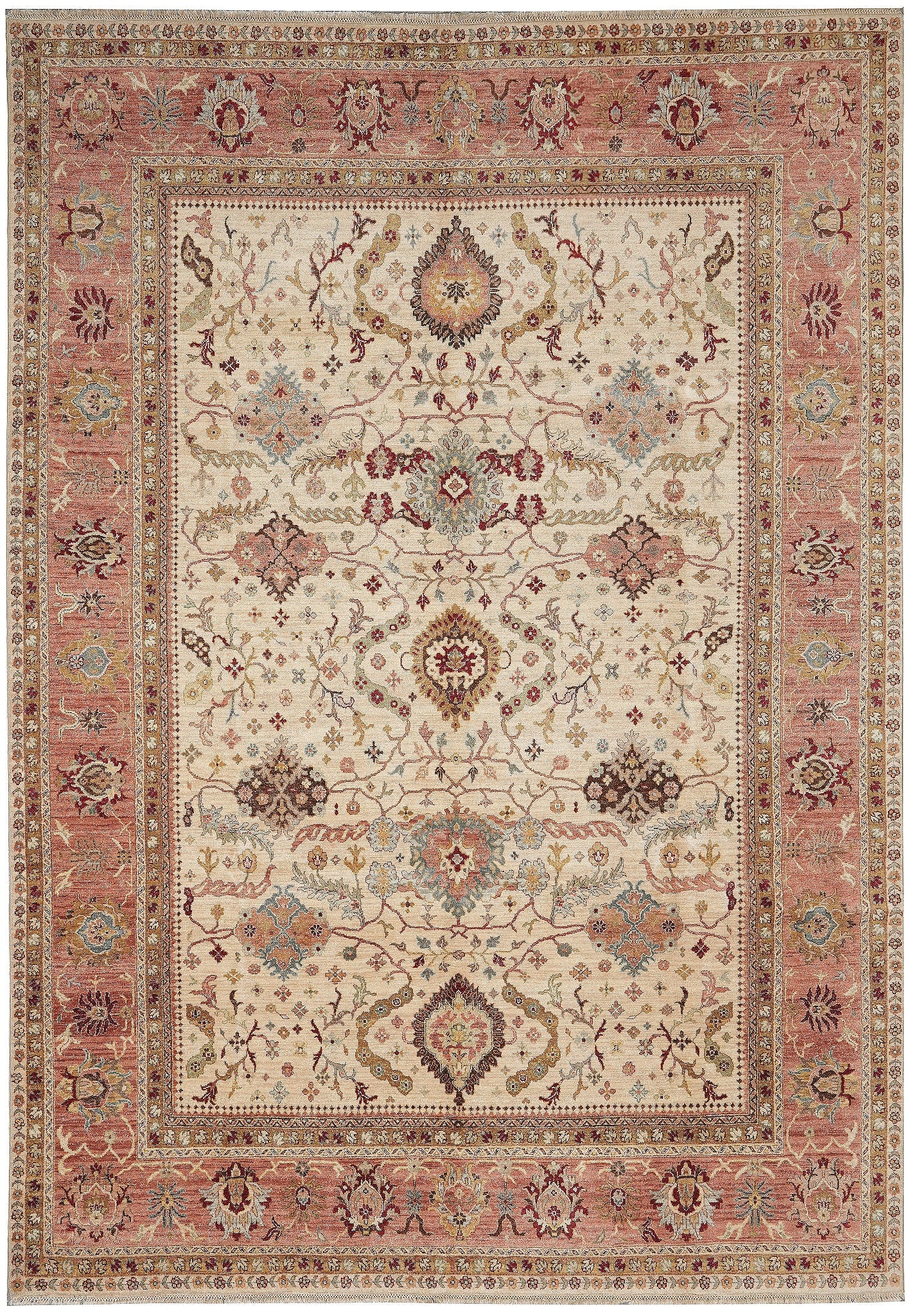 Handmade Zigler Area Rug 106 x 144 in Natural Wool Pakistan: Handmade Zigler Area Rug 106 x 144 in Natural Wool Pakistan Free continental US Shipping This handmade Zigler area rug showcases traditional Pakistani craftsmanship, featuring a classic Zigler