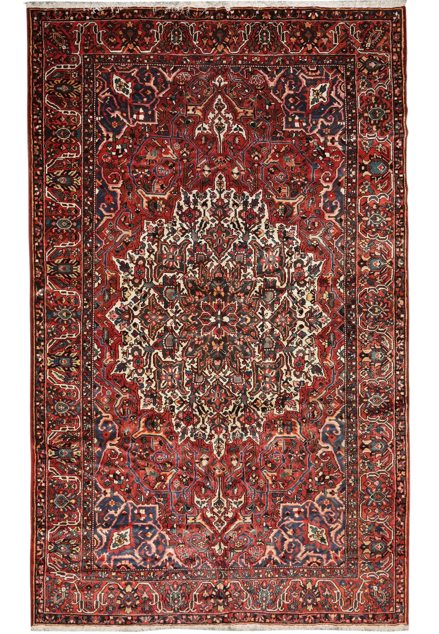 10.4 x 16 Persian Bakhtiar Hand-Knotted Wool Tribal Rug: 10.4 x 16 Persian Bakhtiar Hand-Knotted Wool Tribal Rug Free continental US Shipping This semi-antique Persian Bakhtiar rug is hand-knotted in Iran from high-quality natural wool. It features an