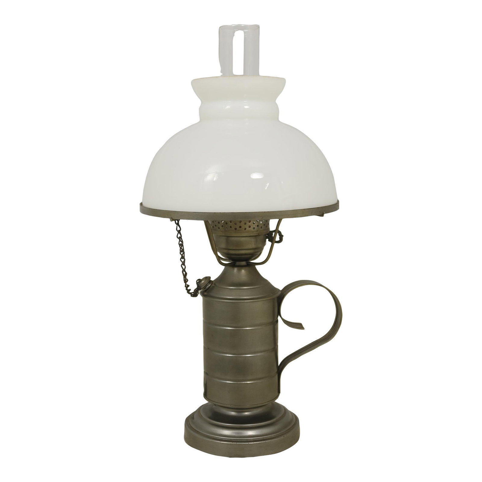 Vintage Reproduction Desk Oil Lamp with White Glass Shade (1 of 6)