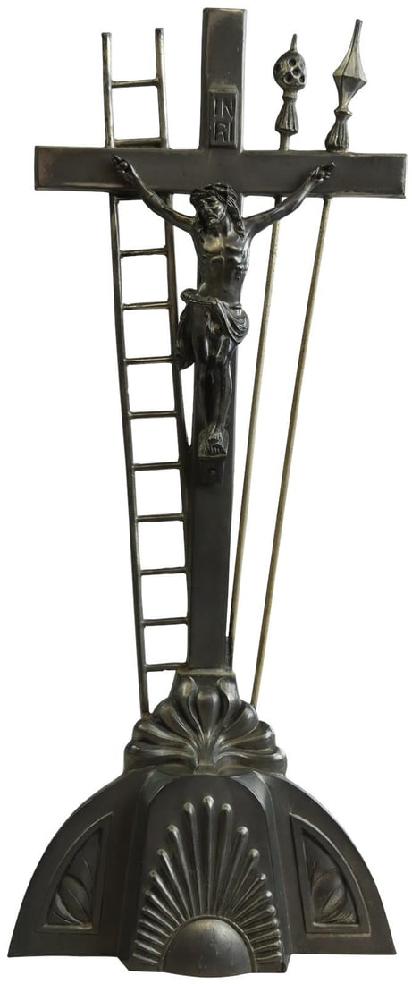 1920 Art Deco Crucifix with Ladder and Spears in Ebony Finish (1 of 9)