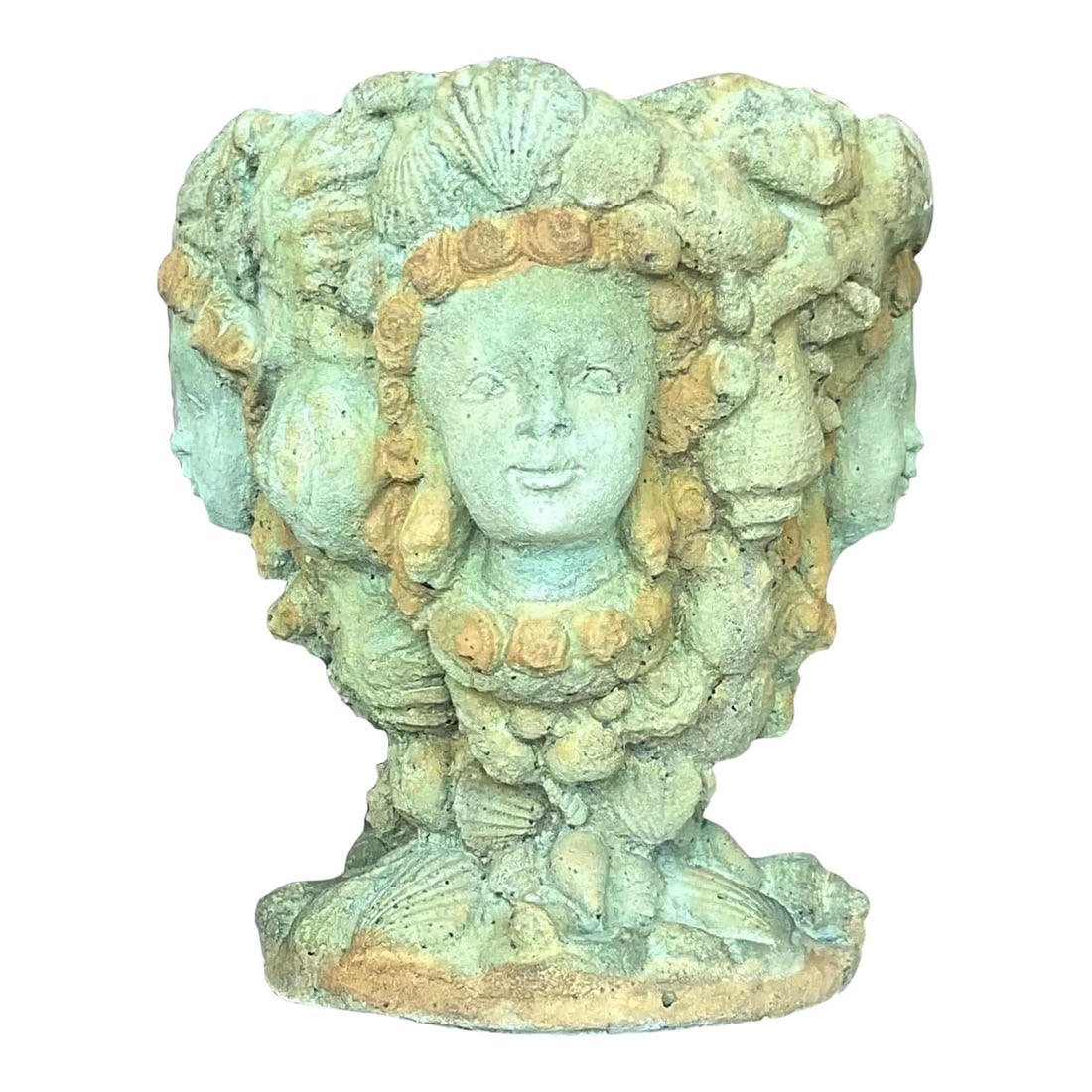 Vintage Boho Celadon Mermaid Concrete Planter (1 of 5)