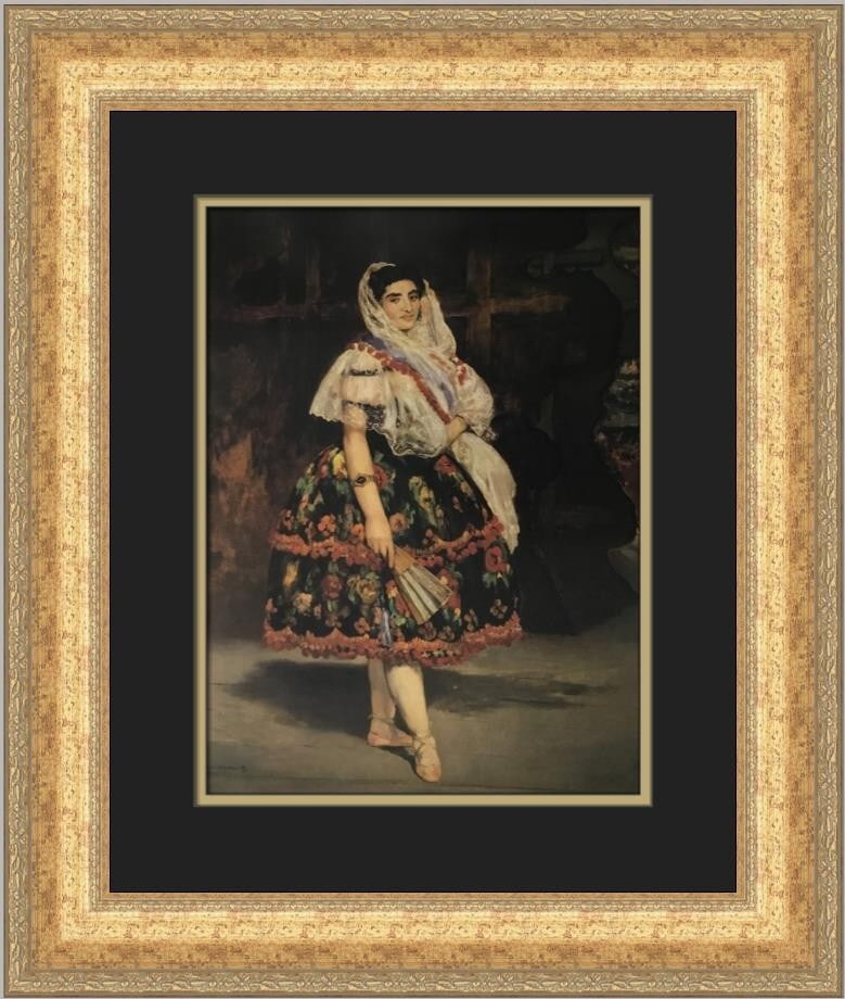 Edouard Manet Portrait of Lola De Valence Custom Framed Print 21x18: Edouard Manet Portrait of Lola De Valence Custom Framed Print 21x18 This exquisite custom framed print features Edouard Manet's captivating portrait of Lola De Valence. Measuring 21 inches in height a