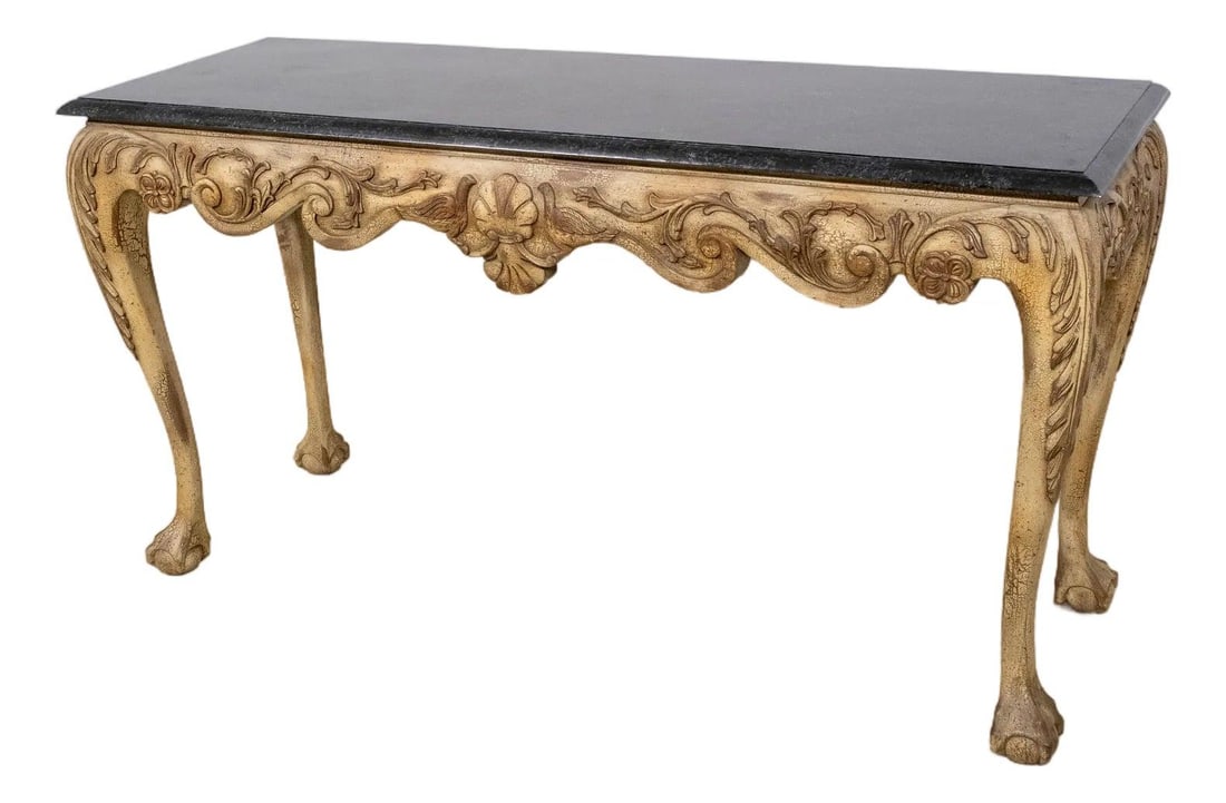 Maitland Smith Distressed Marble Top Console Table Georgian Style (1 of 10)