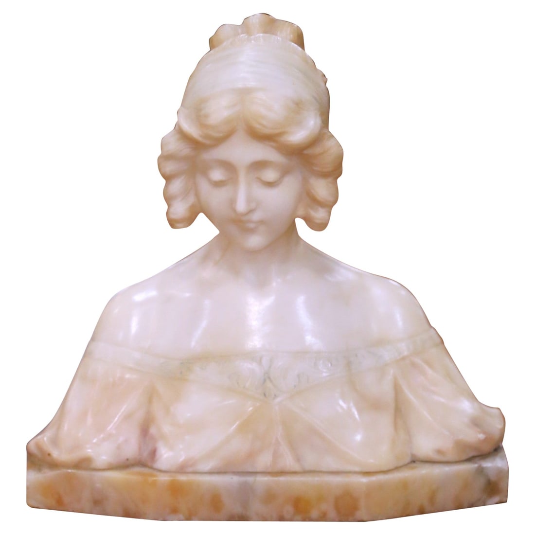 Belle Epoque French Alabaster Sculpture of Young Woman Circa 1890 (1 of 7)