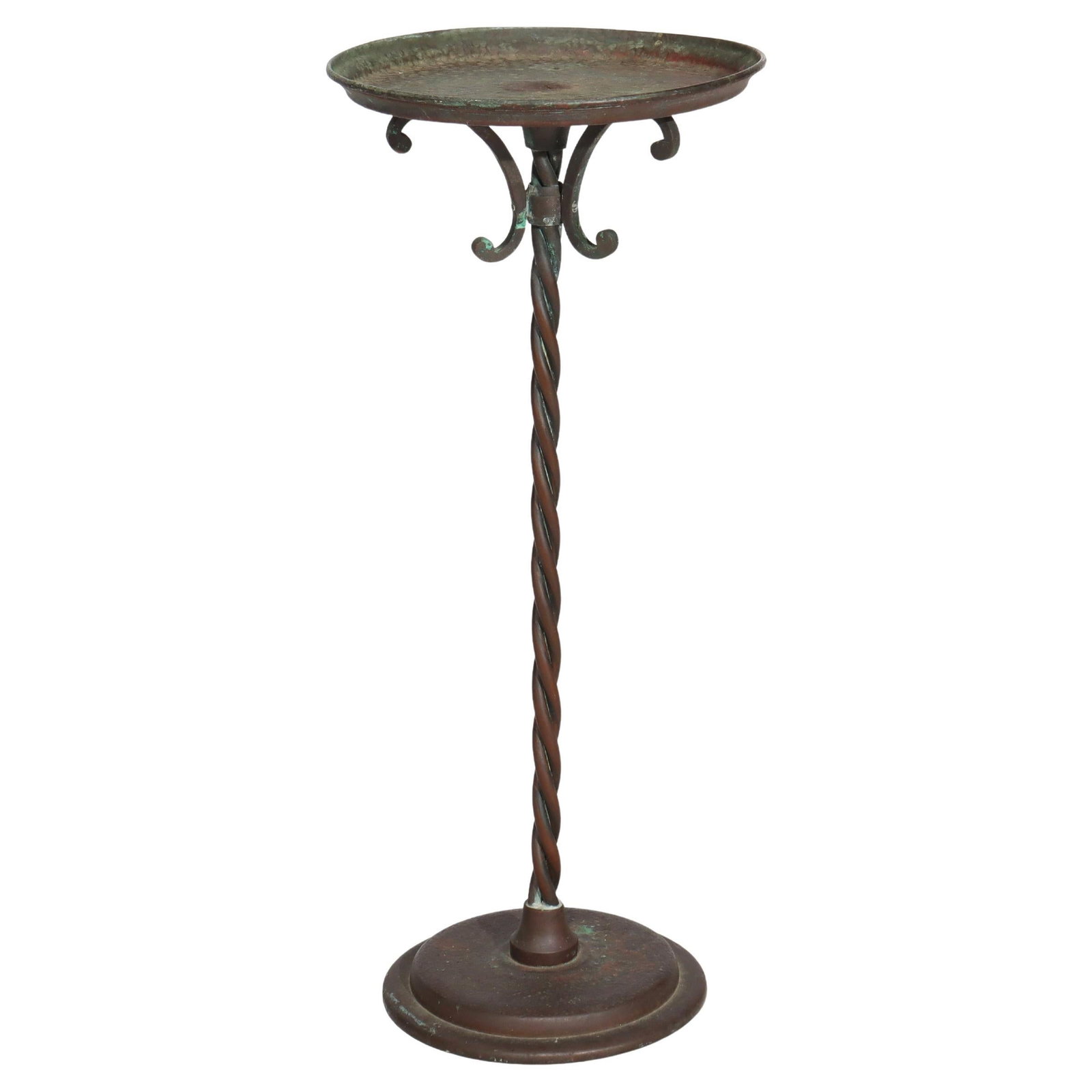 Oscar Bach Arts and Crafts Hammered Iron Bronze Verdigris Cocktail Table c1910 (1 of 5)