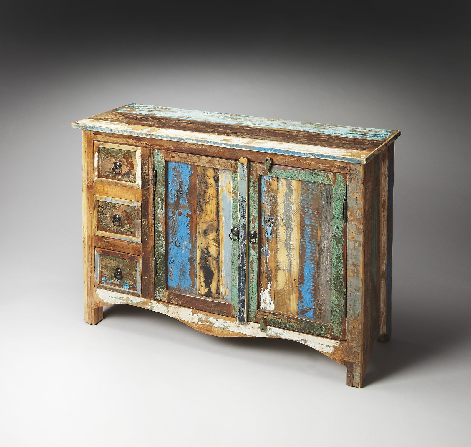 Butler Unique French Style Sideboard in Recycled Multicolored Wood (1 of 2)