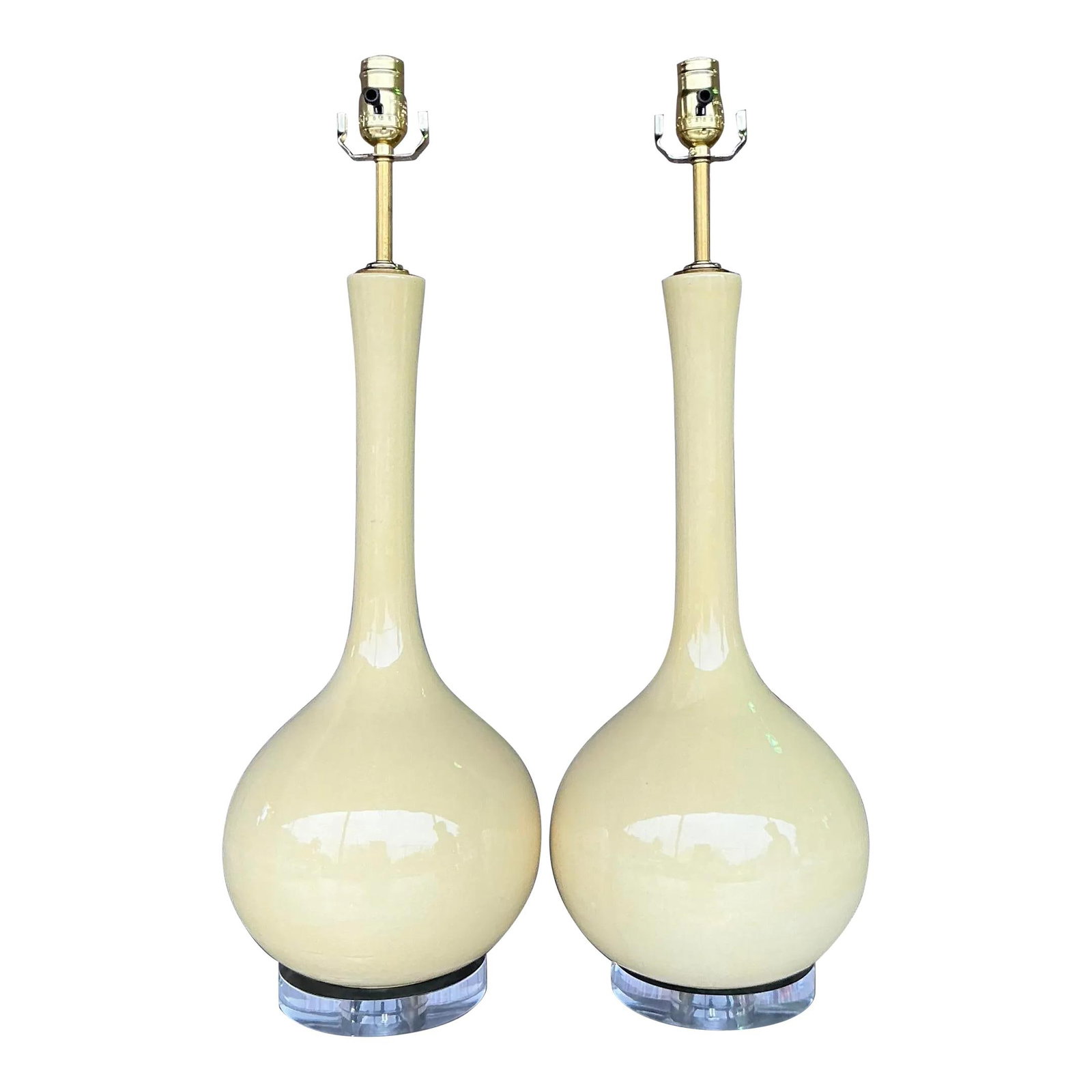 Pair of Vintage Mid-Century Modern Glazed Ceramic Gourd Lamps (1 of 8)